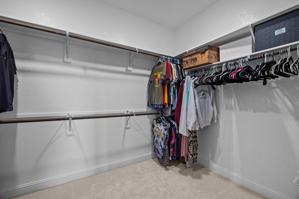 Expansive primary suite closet space