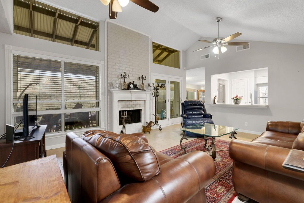 another view of the living room with breakfast bar.