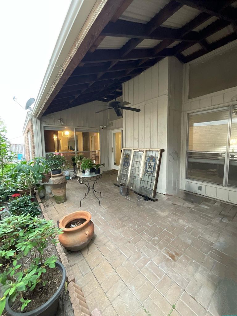 Gorgeous patio off the living room.  Excellent garden area.  